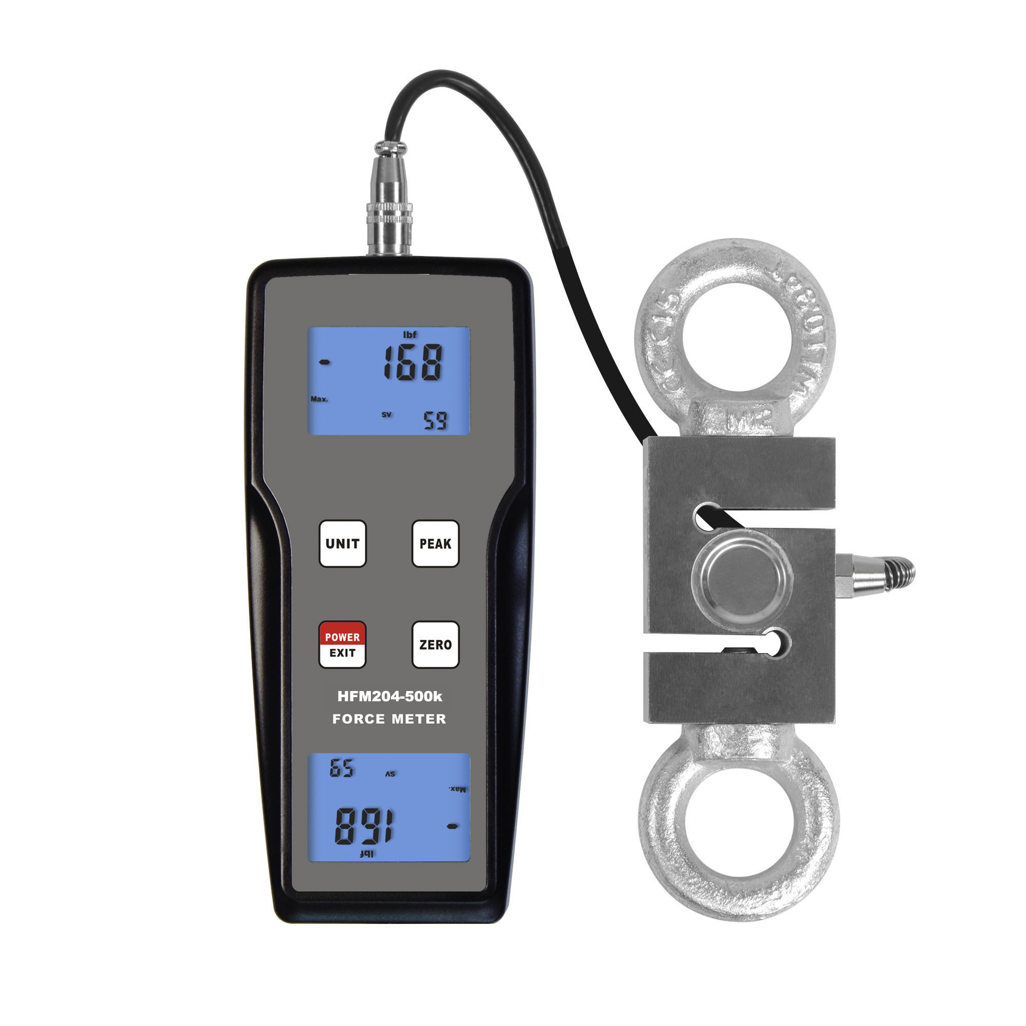 Blue Backlight Handheld Digital Force Gauge N / Kg / Lb Push Force And Pull Force