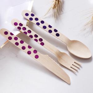 Quality Nature Birchwood Cutlery Set 160 mm Purple Wooden Utensils wholesale