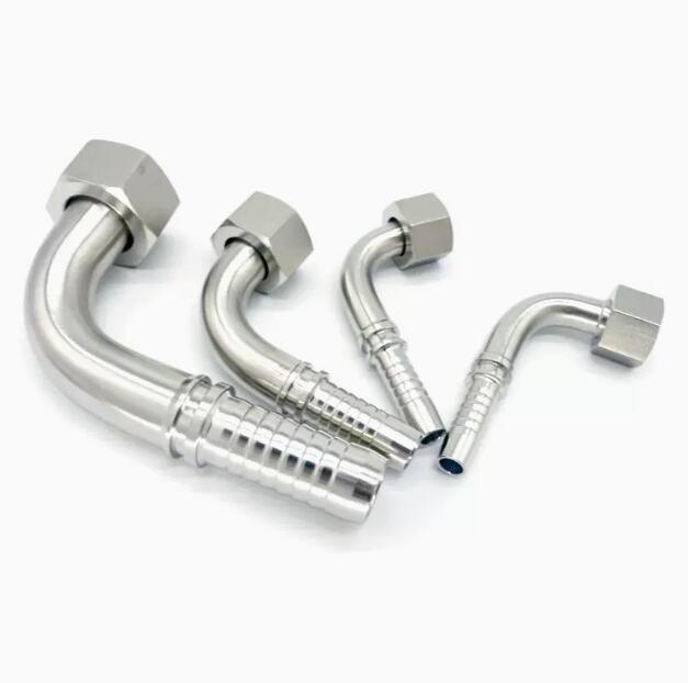 20491 Series 90 Degree Metric Female 24 Degree Cone O-Ring L. T. Carbon Stainless Steel Hydraulic Crimping Hose Fitting