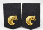 Black ODM Washable Denim Leather Patch With Metal Brand Logo