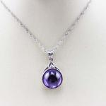Women Jewelry 12mm Round Amethyst Cubic Zircon Pendant Enhancer (YAQ002)