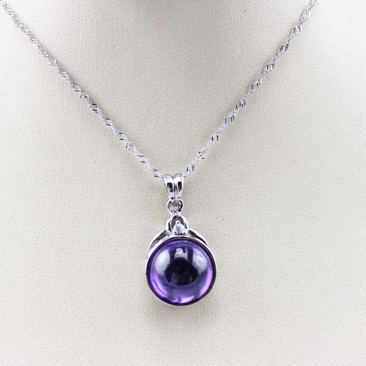Women Jewelry 12mm Round Amethyst Cubic Zircon Pendant Enhancer (YAQ002)