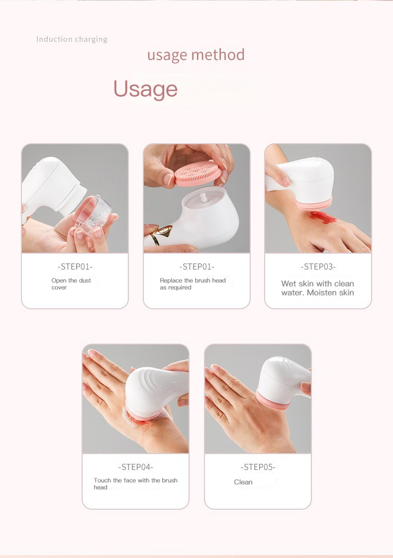 DC1.5V 6000rpm Deep Cleaning Face Brush Equipment Px7 Waterproof