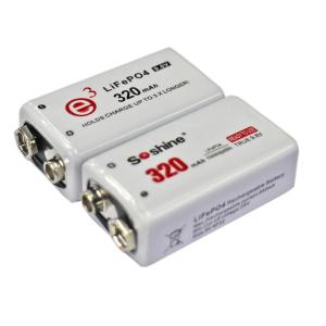 Quality Soshine 9V LiFePO4 Rechargeable Battery: 320mAh 9.6V wholesale
