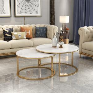 Quality Tempered Glass Circle Marble Coffee Table Matte Finish wholesale