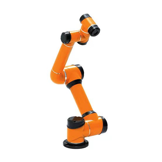 Robot arm 6 axis AUBO i5 pick and place robot operating with hand drive operation cobot
