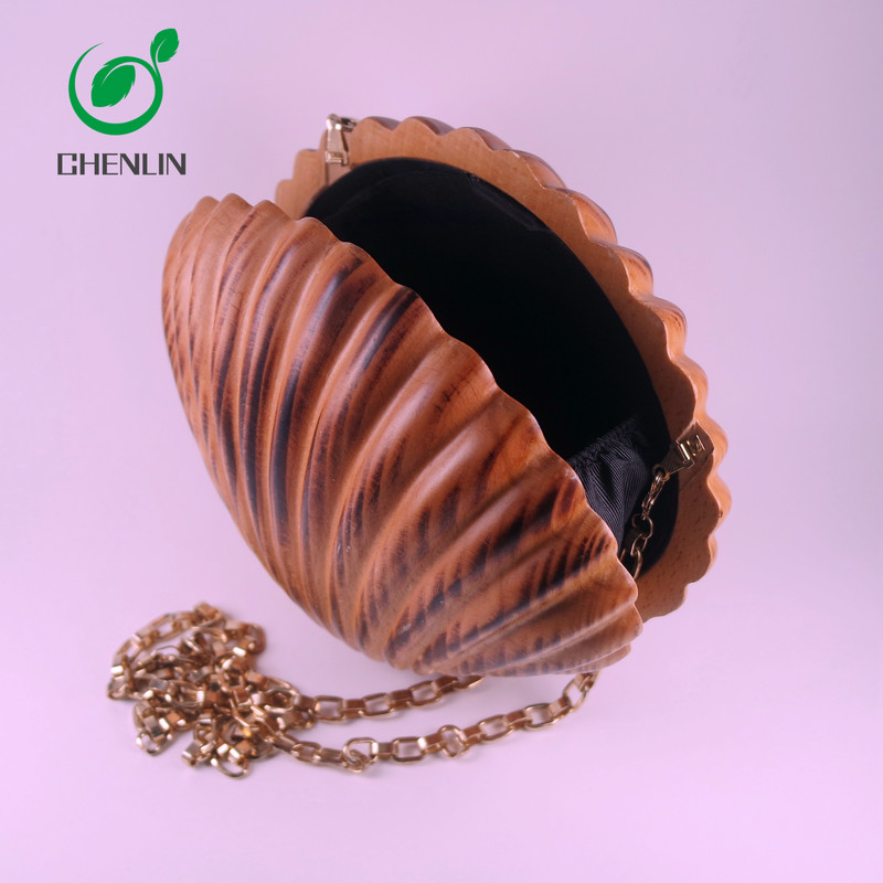 Customized Ancient Wooden Round Sling Bag Waterproof Circle Shoulder Bag