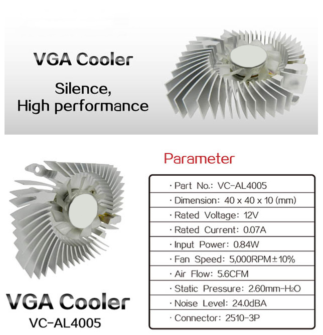 Graphics Card Plastic Server Cooling Fan VC-AL4002 40x40x10mm