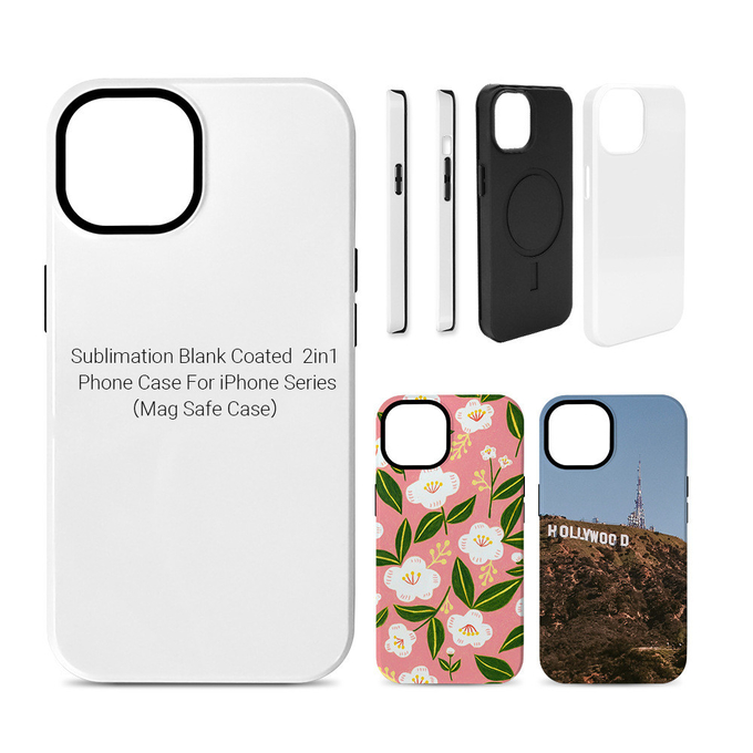 2 in 1 Magnetic Wireless Charging 3D Sublimation Tough Phone Case for iPhone 15 16 Pro