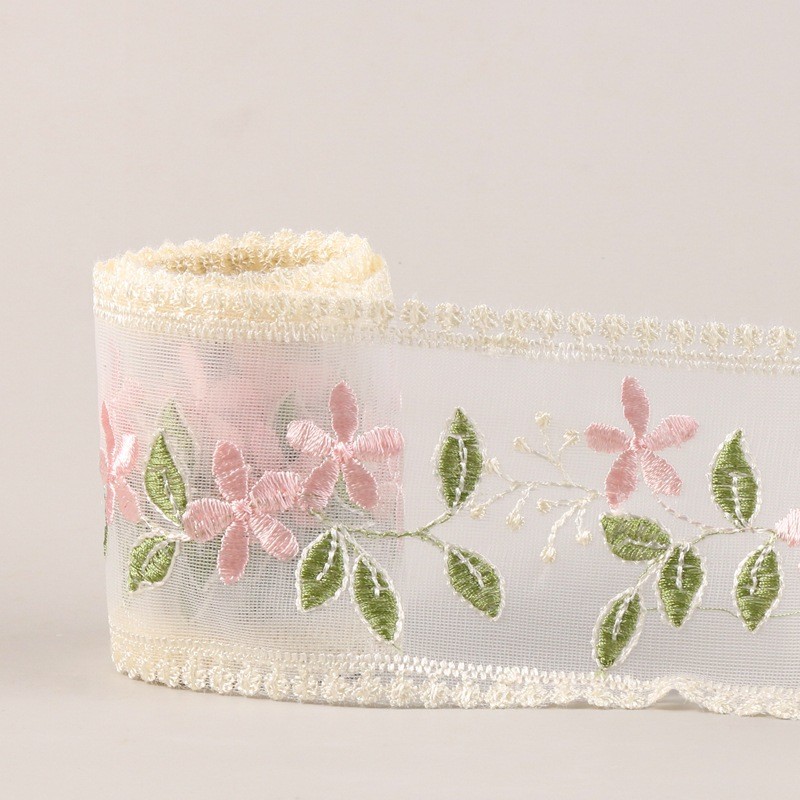 Embroidery Wired Organza Ribbon 85mm Single Face Printed Organza Ribbon