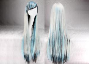 Quality 100cm Long Multi Colored Hair Wigs , Silky Straight Wave Colored Synthetic Wigs wholesale