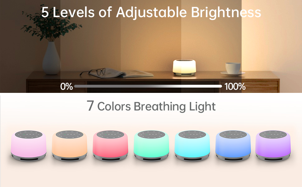 White Noise Sleep Machine With 24 HIFI Soothing Sounds Color Night Light Rechargeable Portable Sleep Machine For Baby Ad