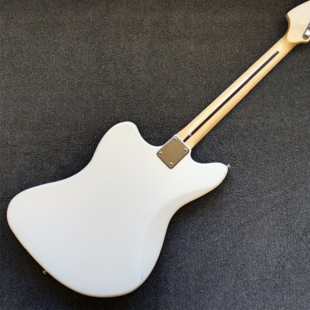 Custom Shop,Jaguar model with White Top,6 Strings Electric Guitar,Slivery hardware,Black Guardplate