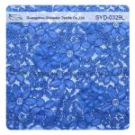 Blue Corded Lace Fabric For Wedding Dresses / High Fashion Lace Fabrics