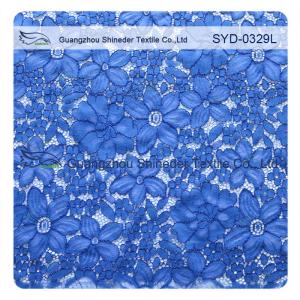 Quality Blue Corded Lace Fabric For Wedding Dresses / High Fashion Lace Fabrics wholesale