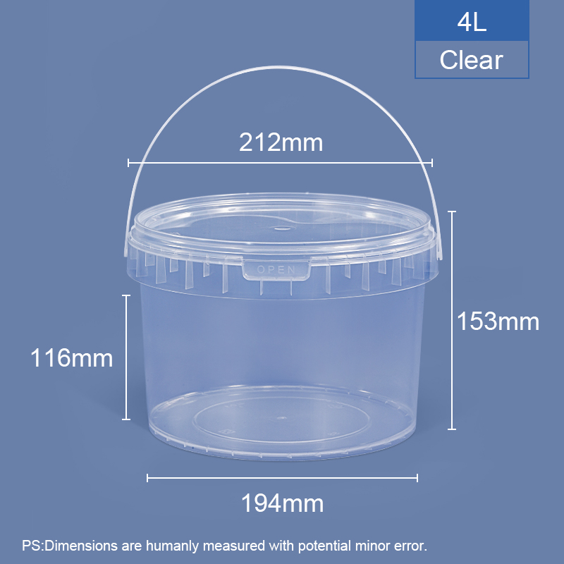 300ml 5 liter IML Customized Plastic Bucket With Lid For Honey Cookie Yogurt Butter Sauces