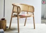 Walnut Lacquered 0.3cbm Restaurant Cane Dining Chair With Armrests