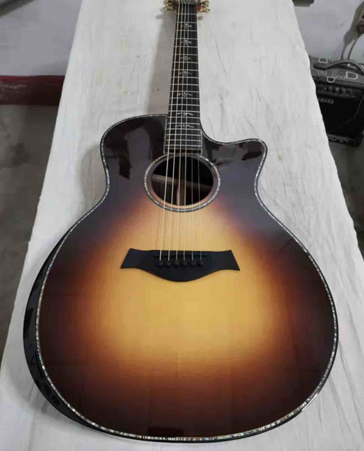 41" Custom Shop Tobacco Burst AAAA All Solid Handmade Gotoh tuner Peg Abalone Cutaway 914F Acoustic Guitar