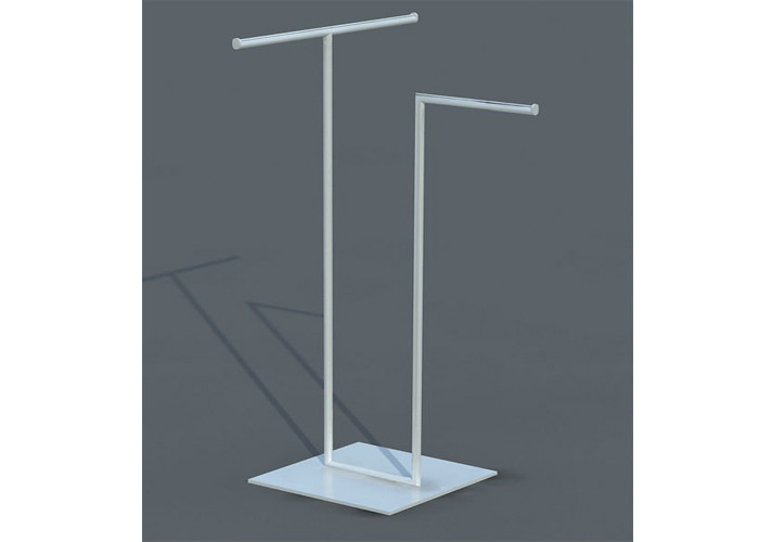 3 Arms Iron Powder Coated White Garment Display Stand With Metal Base