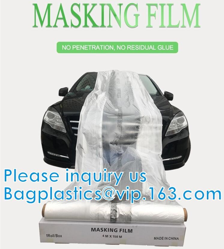 Pe Plastic Masking Film For Auto/Car/Boat Painting Plastic Masking Film For Car Painting Car Protective HDPE Film