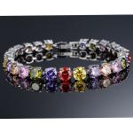 Princess Multicolour Cubic Zironia Tennis Bracelet Charm Women Wedding Jewelry