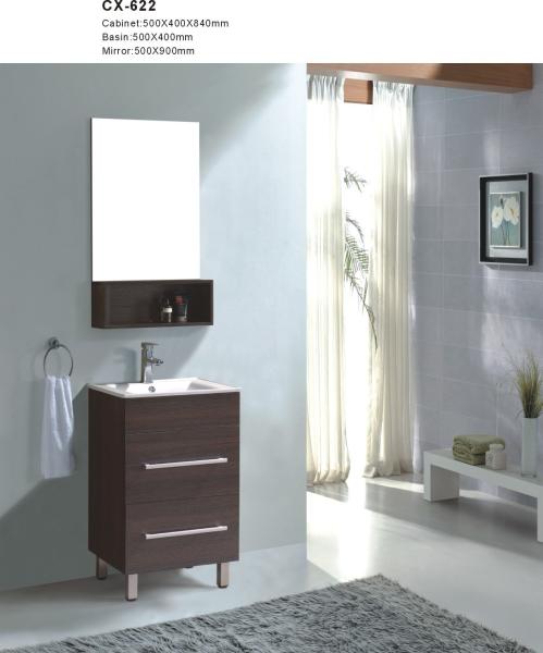 Wood Grain Color PVC Bathroom Cabinet , Floor Standing Vanity Unit With Two
