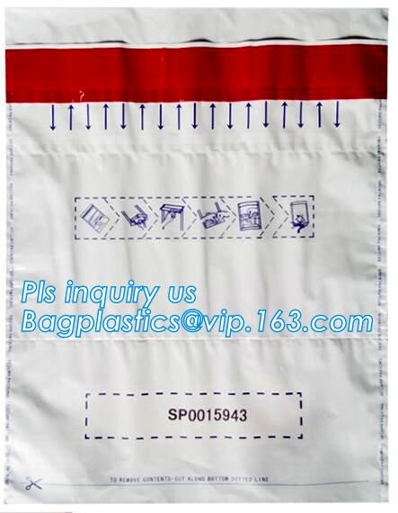 Opaque Tamper Evident Sealing Plastic Bank Money Steb Security Bag / Custom Self Adhesive Plastic Courier Bag, bagease