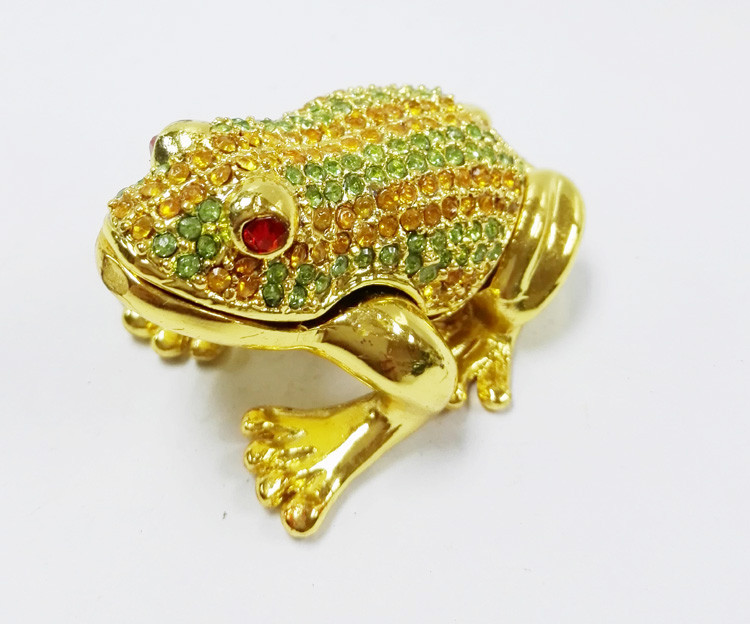Animal trinket jewelry box Frog diamond decoration pewter jewelry box