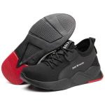 Black Men'S Casual Steel Toe Work Shoes , Sports Safety Shoes With Knitted