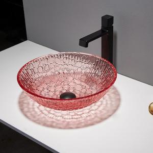 Quality Red Colour Countertop Crystal Wash Basins Bathroom Glass Modern wholesale