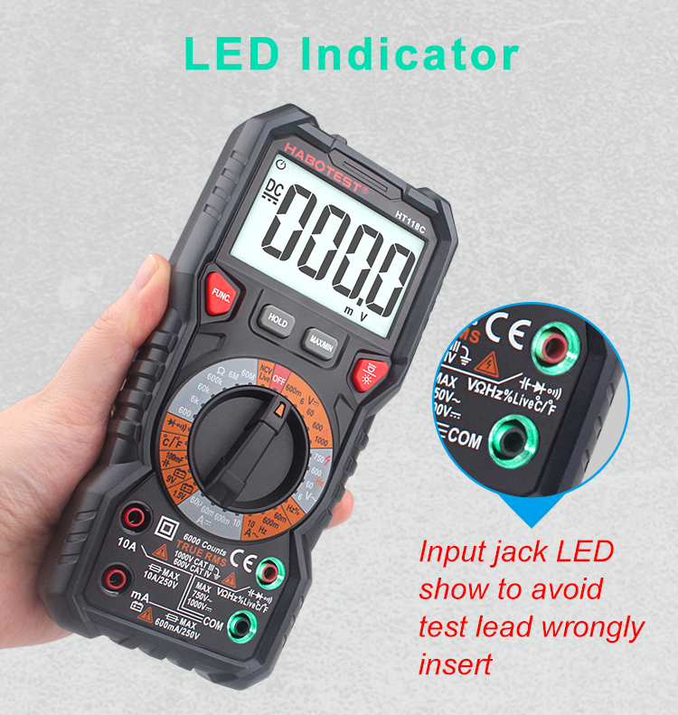 Black 6000 Counts 1000V Digital Graphing Multimeter