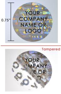 Quality ISO9001 25mm Width Genuine Secure Hologram Sticker For Glass Vial wholesale