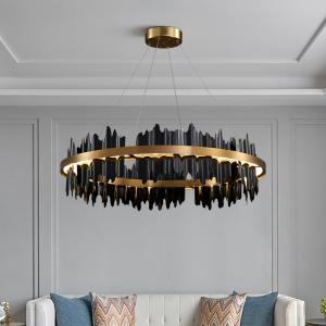 Quality Modern Creative Circle LED Black Chandelier Lobby Hotel Light(WH-CY-164) wholesale