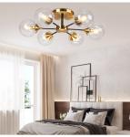 Modern Parlor LED Chandelier Smoke grey/Clear Glass Dining Room Bedroom Pendant