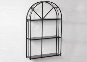 Quality Living Room Black Floating Metal And Wood Display Shelves wholesale