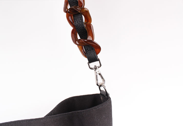 Polyester Canvas Crossbody Shoulder Bag With Plastic Chain