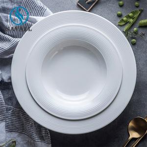 Quality Bright White Minimalist Porcelain Restaurant Plates wholesale