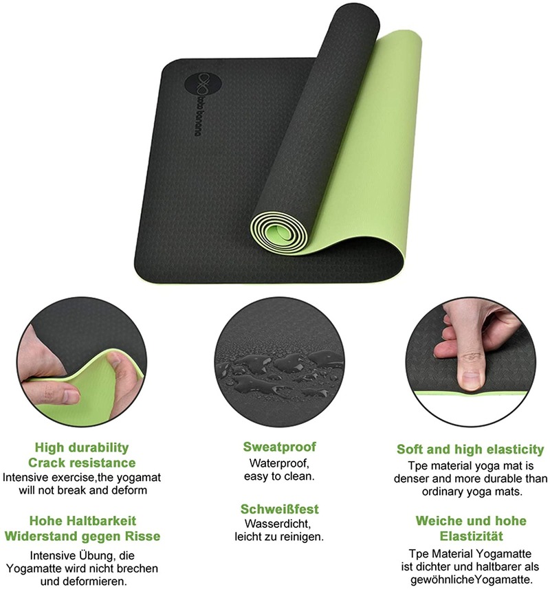 Luming YM-023 Eco Friendly TPE Yoga Mat Non-Slip Workout Mat for Yoga, Pilates and Exercises with Carrying Strap