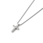 Stainless steel white gold cross pendant necklace with fresh diamond arrangement