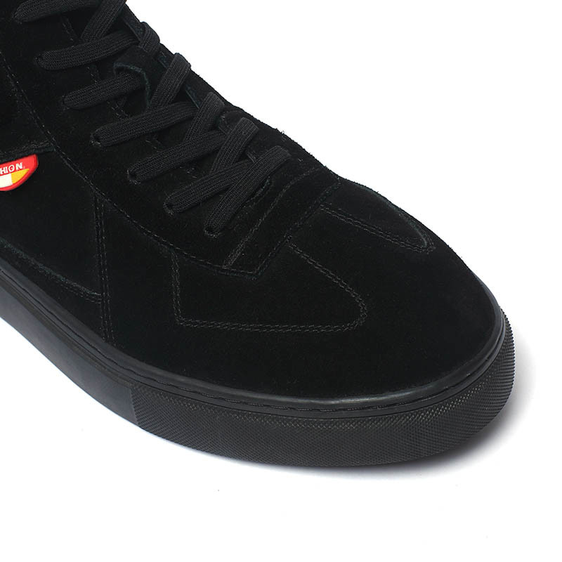 Breathable Rubber Outsole Black Lace Up Casual Shoes