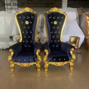 Quality Gold Royal Sofa King And Queen Chairs For Wedding Rental Banquet Blue Black wholesale