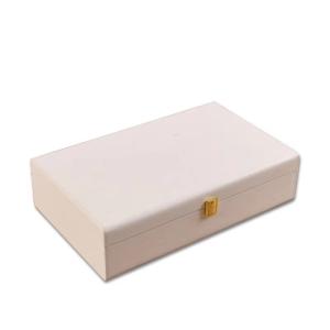 Quality Customized Cream Color Luxury PU Cosmetic Storage Box With Lock wholesale