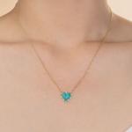 925 Sterling Silver Chain Jewelry Diamond And Turquoise Heart Twist Necklace No