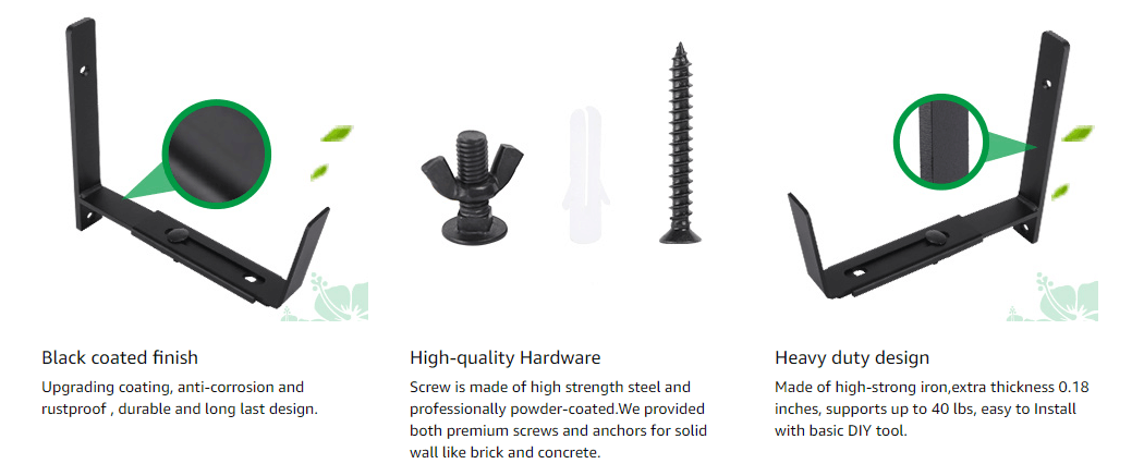 Standard Adjustable Planter Box Bracket 6 to 12 Inches for Window Boxes and Planters