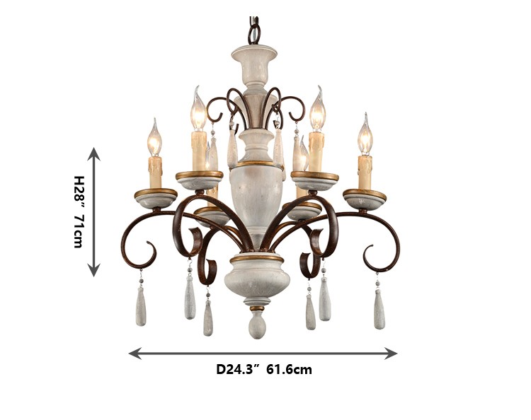 Antique Rustic wood and iron chandelier (WH-CI-29)