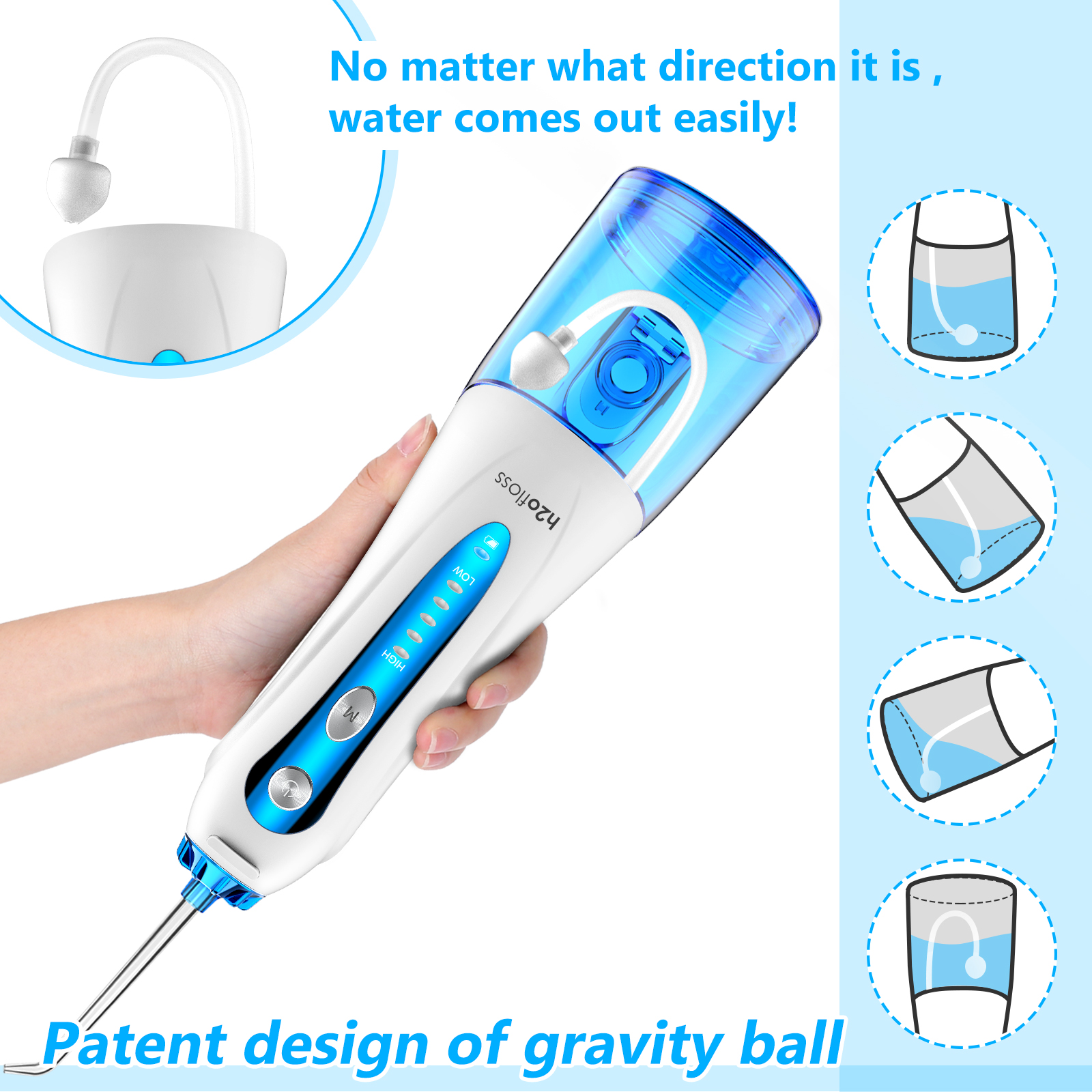 Cordless Water Flosser Rechargeable Portable Oral Irrigator Black
