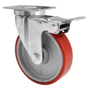 Quality 5 Inch Polyurethane Casters Locking Caster Wheels Casters With Brake wholesale