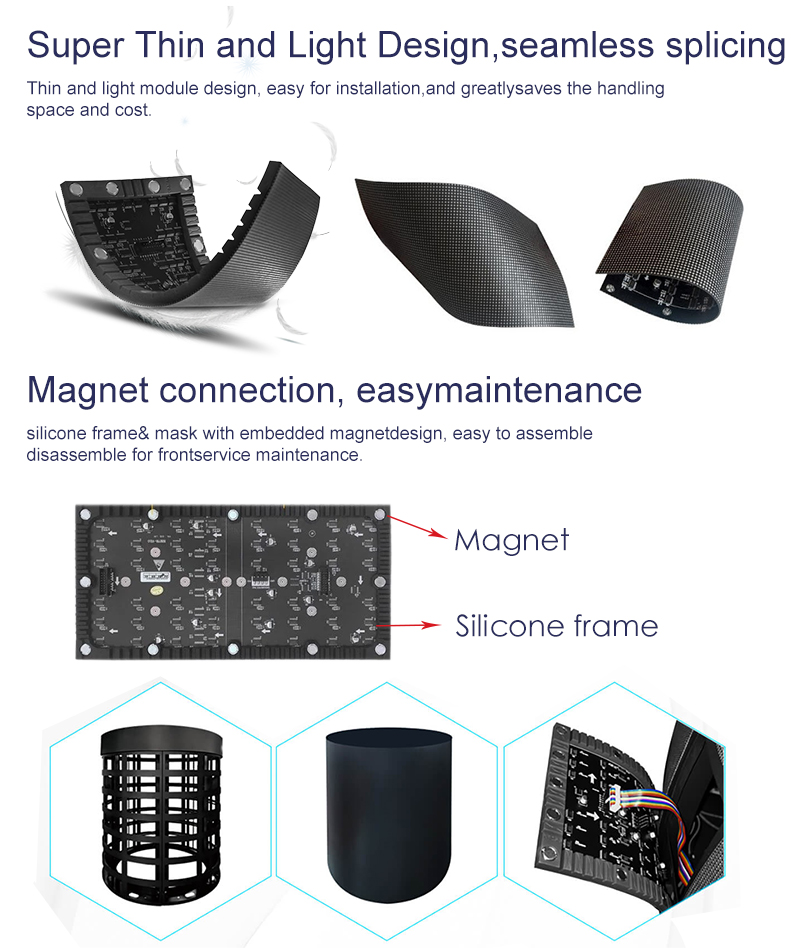 P1.875 P2 P2.5 P3 Indoor LED Round Screen Soft Module Round LED Advertising Ring Full Color Screen