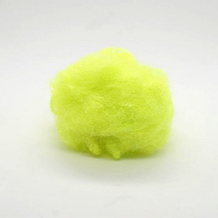 9d X 64mm Triangle Polyester Staple Fibre Shiny Green For Tennis Ball Cloth
