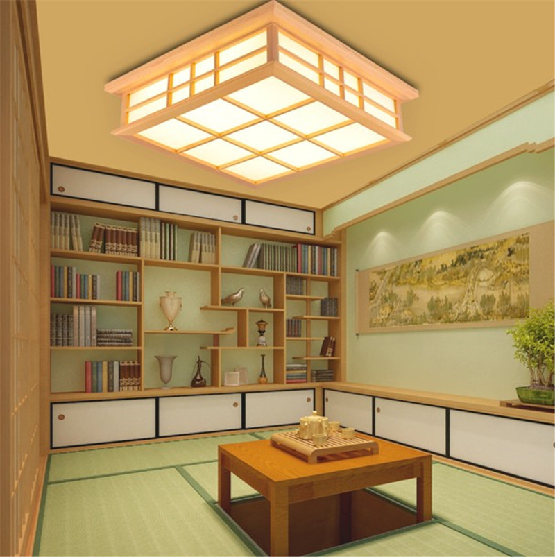 Ceiling Lights Japanese Style Tatami Lamp LED Wooden Ceiling Lighting Dining Room Bedroom Lamp(WH-WA-31)